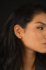 Brushed Cap Stud Earrings Gold