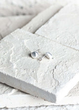 Brushed Cap Stud Earrings Silver