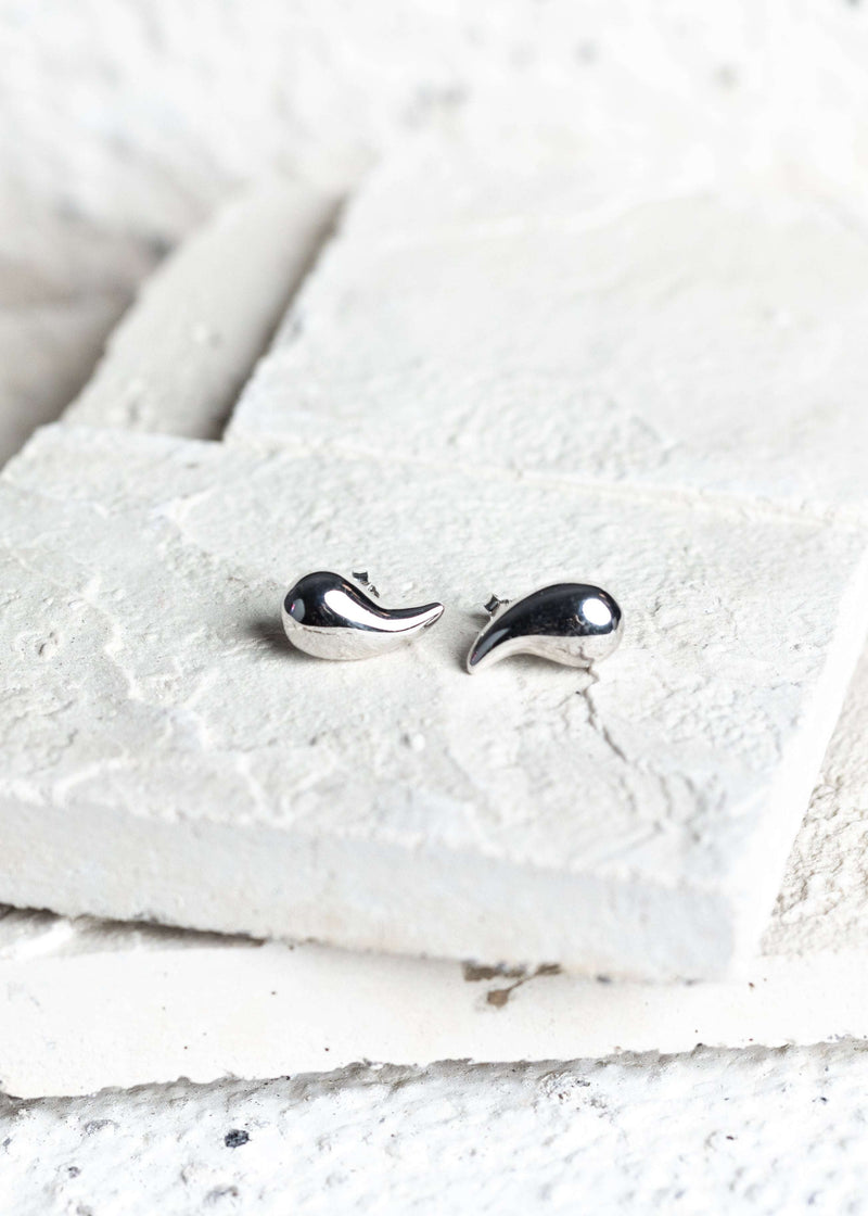 Drop Stud Earrings Silver