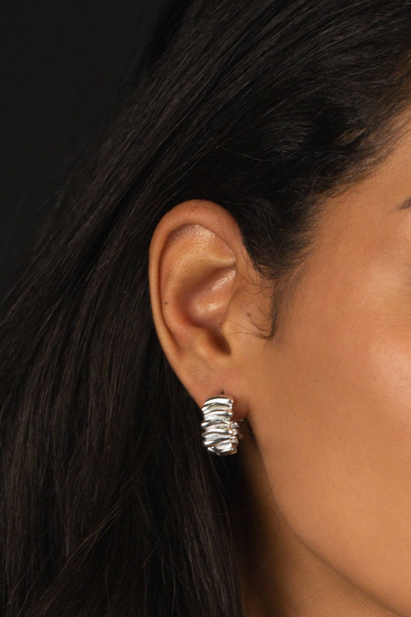 Groovy Hoop Earrings Silver