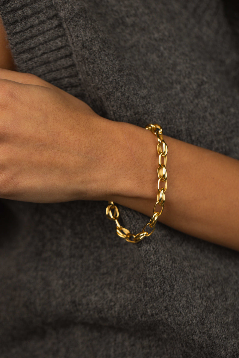 Oval Cable Chain Bracelet Gold