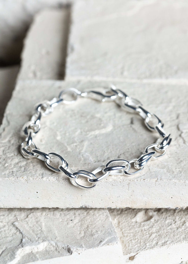 Oval Cable Chain Bracelet Silver