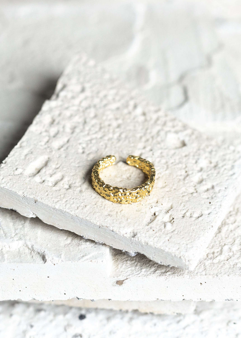 Rough Flat Multisize Ring Gold