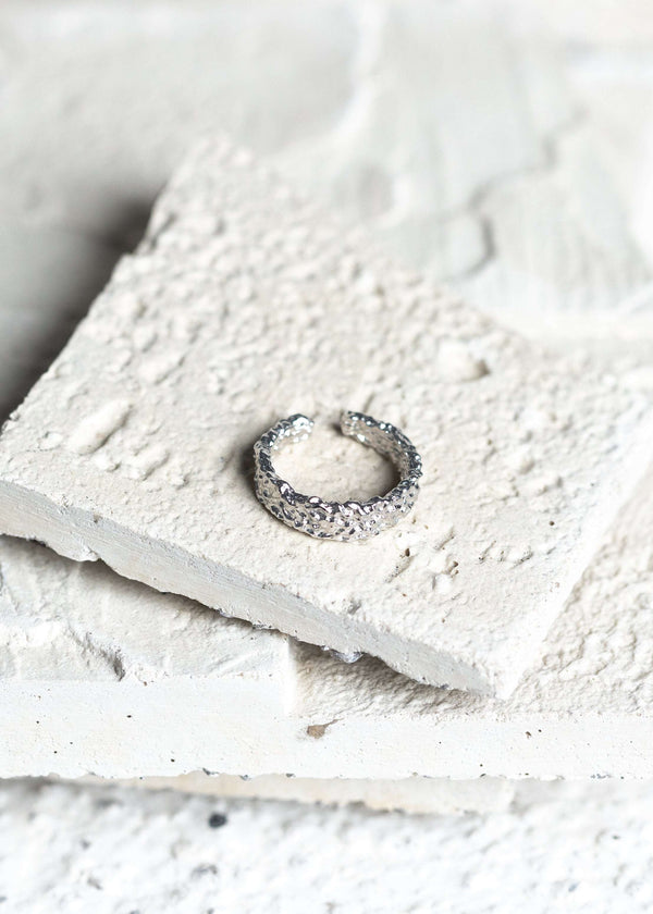 Rough Flat Multisize Ring Silver