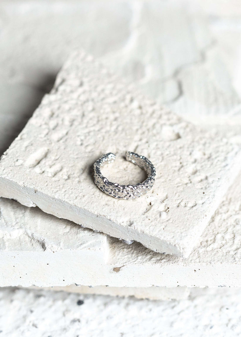 Rough Flat Multisize Ring Silver