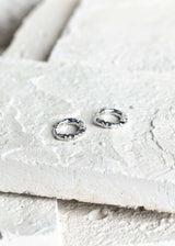 Small Hammered Hoop Earrings Silver