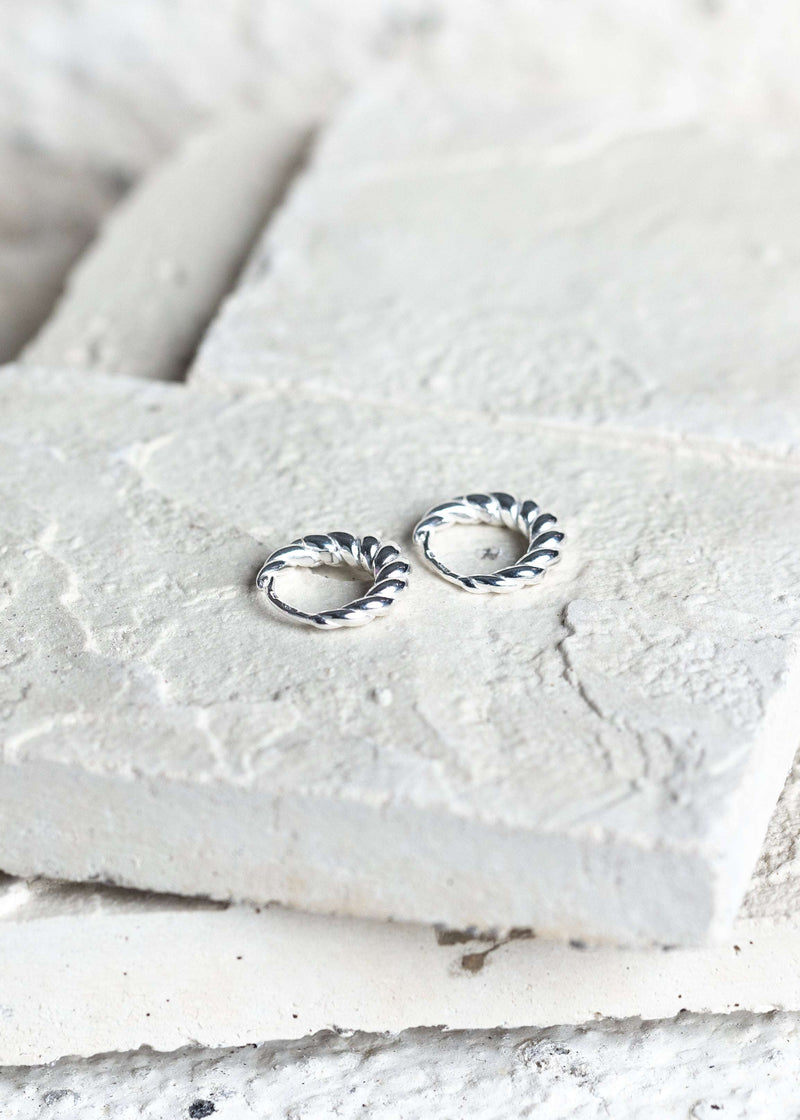 Twisted Vintage Hoop Earrings Silver