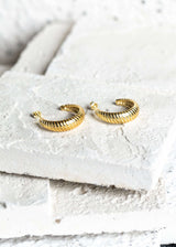 Vintage Hoop Stud Earrings Gold