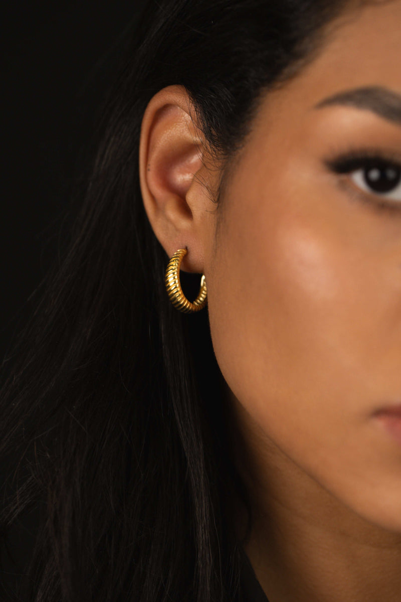 Vintage Hoop Stud Earrings Gold