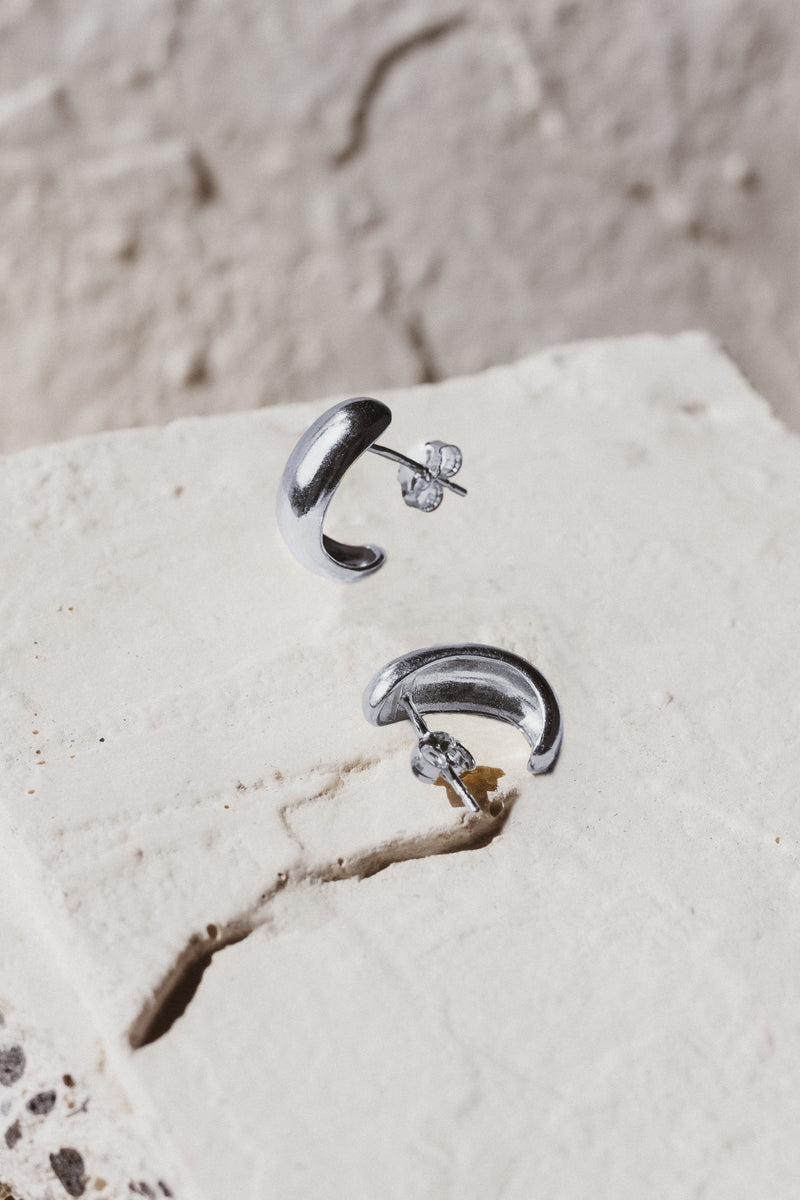 Curved Earrings Silver